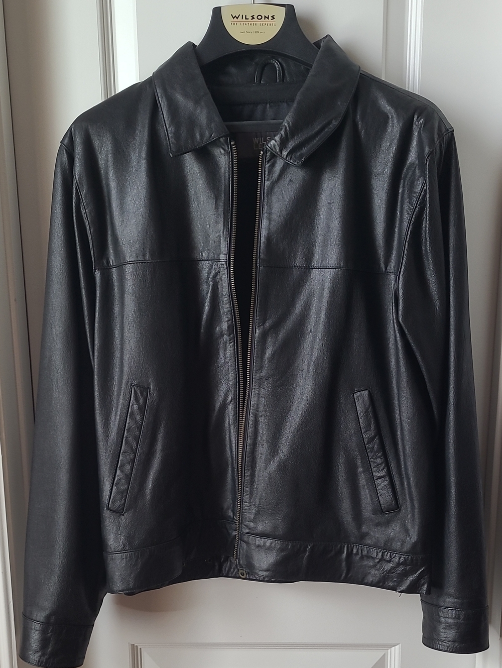 Wilson Men's Black Leather Zip Bomber Jacket